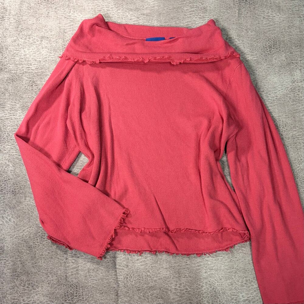 Vintage Pink Knit Foldover Neck Sweater